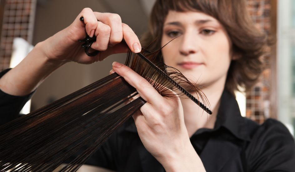 hair stylist cutting hair