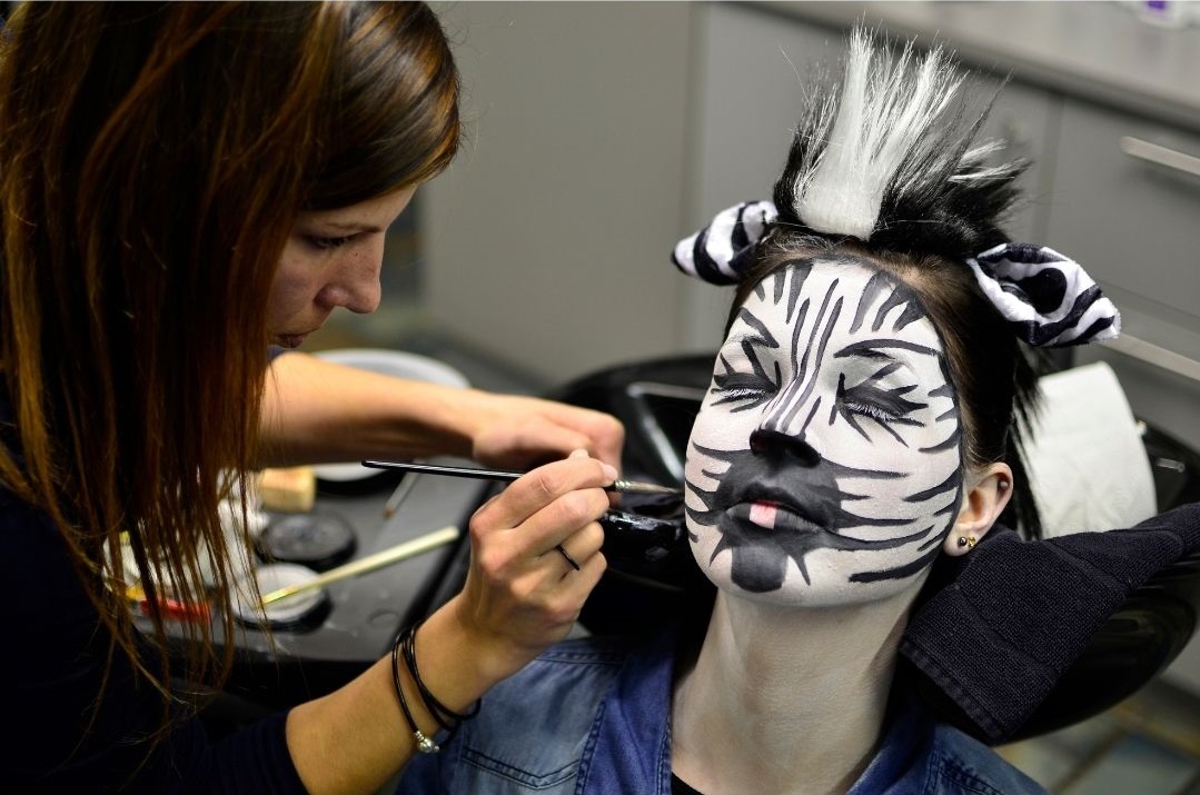 Makeup artist applying special effects