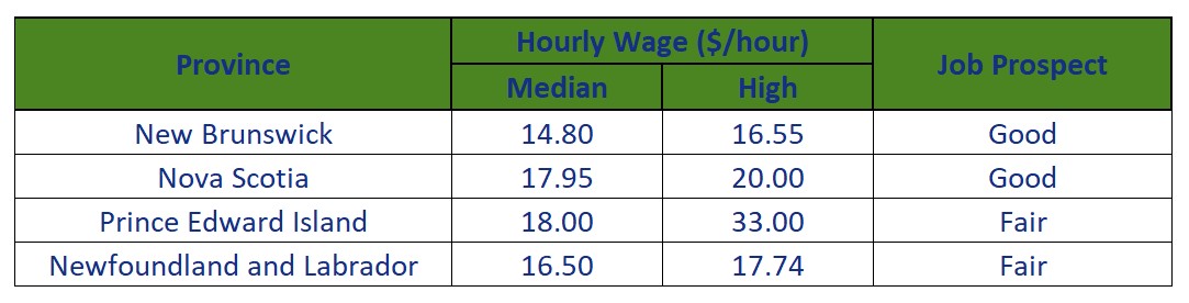 Table showing home support worker salary and career prospect